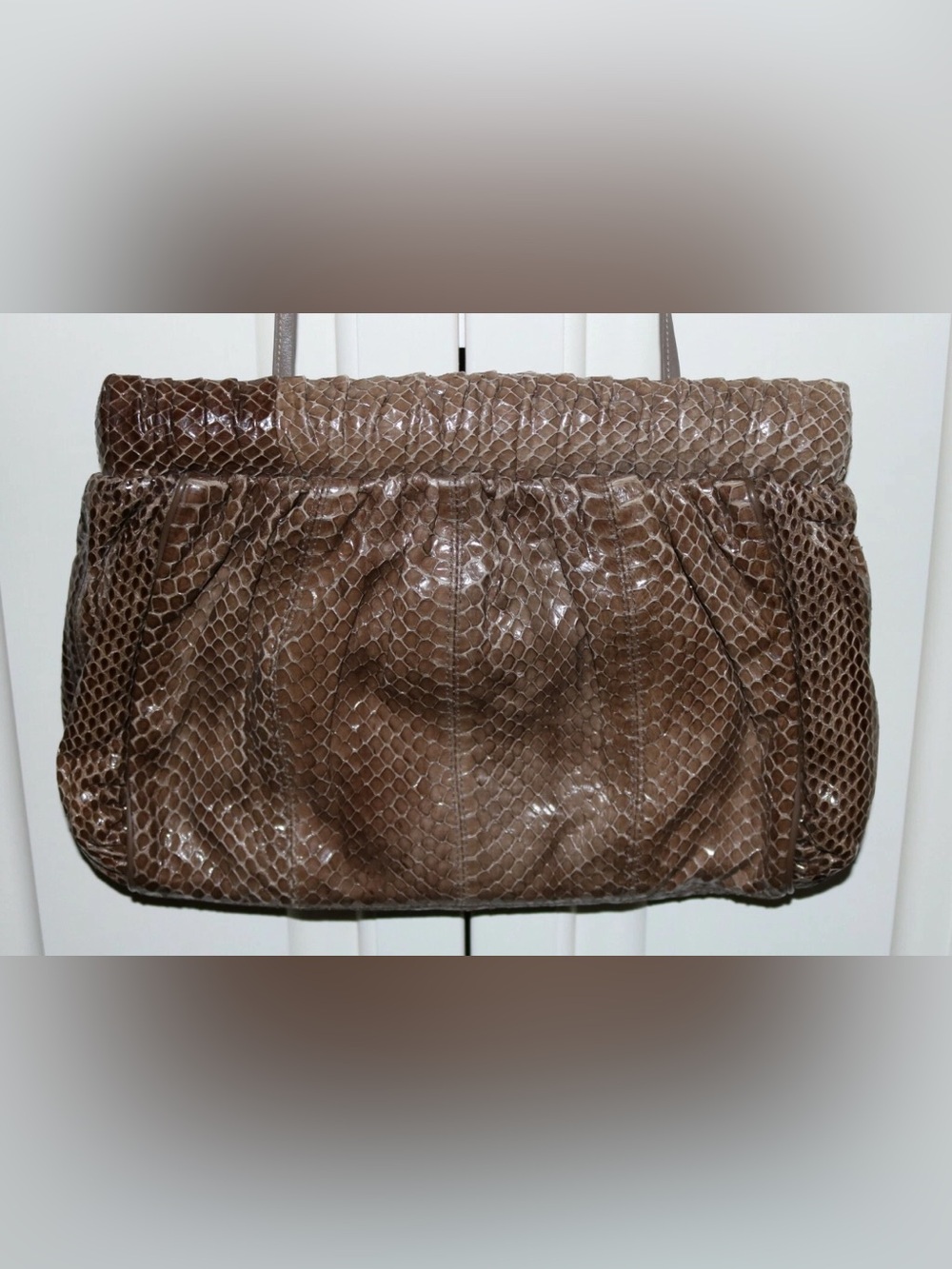 Vintage Varon Sable Brown Snakeskin Shoulder Bag Clutch Purse